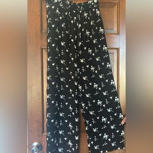 Xhilaration Black and White Floral Wide Leg Pants